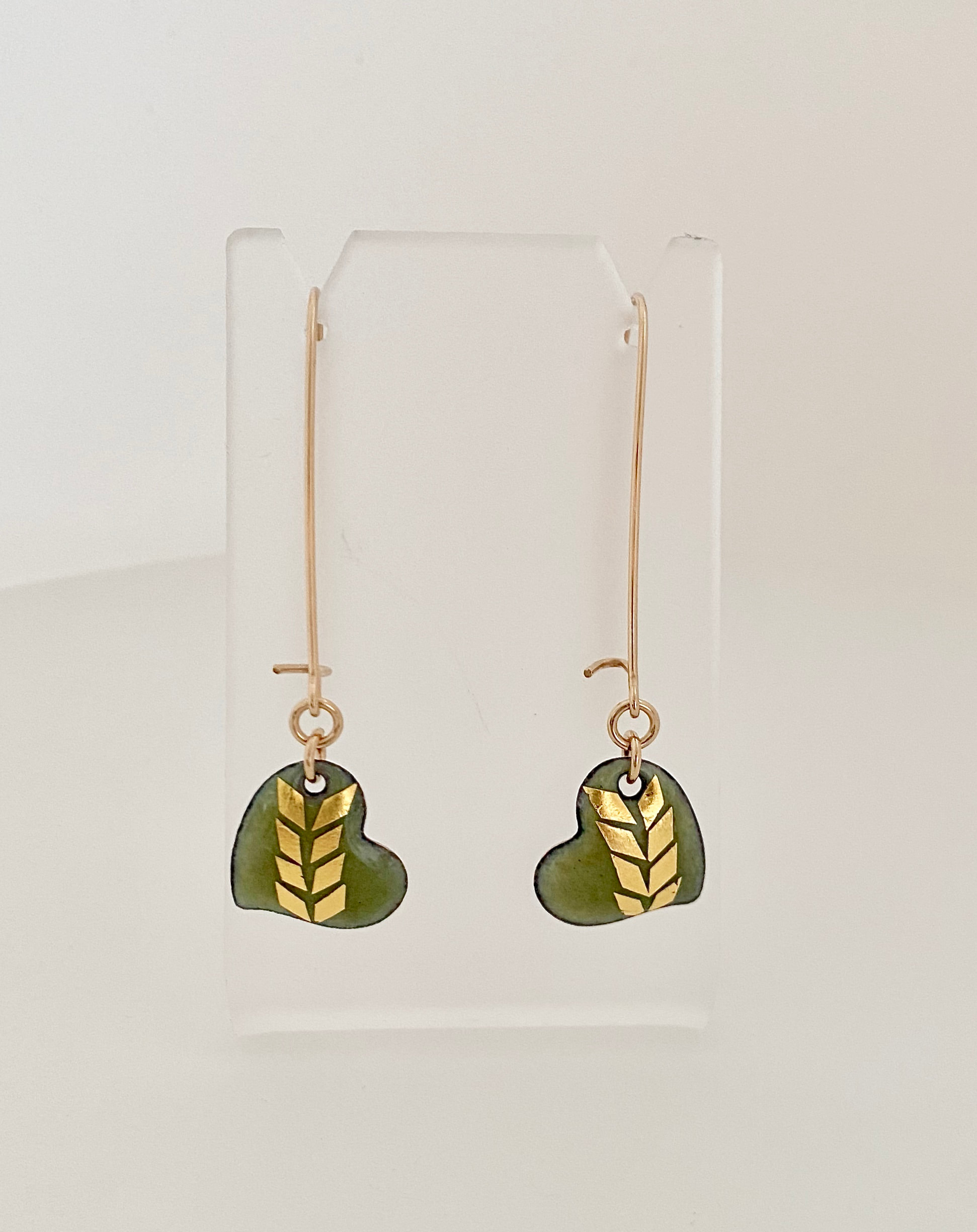 Earrings pendant earrings enamel on copper handmade unique enamelled Magical Hearts :